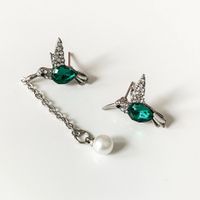 1 Pair Elegant Bird Pearl Plating Inlay Metal Artificial Gemstones Ear Studs main image 2