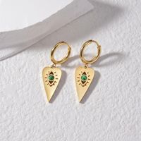 1 Pair Retro French Style Devil'S Eye Heart Shape Plating Inlay 304 Stainless Steel Natural Stone 18K Gold Plated Drop Earrings main image 4