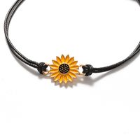 Simple Style Sunflower Alloy Wax Line Enamel Plating Couple Drawstring Bracelets main image 3