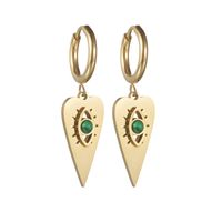 1 Pair Retro French Style Devil'S Eye Heart Shape Plating Inlay 304 Stainless Steel Natural Stone 18K Gold Plated Drop Earrings main image 2