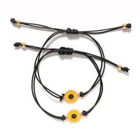 Simple Style Sunflower Alloy Wax Line Enamel Plating Couple Drawstring Bracelets main image 2