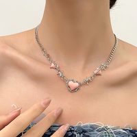 Japanese Style Sweet Heart Shape Bow Knot Alloy Wholesale Pendant Necklace main image 3