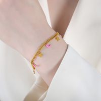 Elegant Streetwear Geometric Star Moon Titanium Steel Enamel Plating 18k Gold Plated Bracelets Necklace main image 4