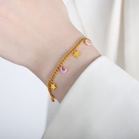 Elegant Streetwear Geometric Star Moon Titanium Steel Enamel Plating 18k Gold Plated Bracelets Necklace sku image 3