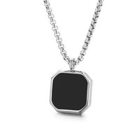 Stainless Steel Titanium Steel 18K Gold Plated Punk Epoxy Square Pendant Necklace Long Necklace sku image 1