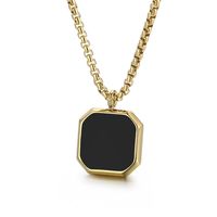 Stainless Steel Titanium Steel 18K Gold Plated Punk Epoxy Square Pendant Necklace Long Necklace sku image 2