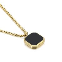 Stainless Steel Titanium Steel 18K Gold Plated Punk Epoxy Square Pendant Necklace Long Necklace main image 2