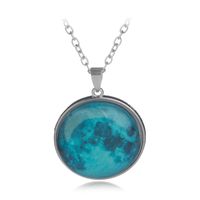 Simple Style Round Alloy Luminous Plating Inlay Gem Women's Pendant Necklace sku image 3