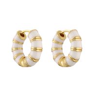 Retro Classic Style Color Block Copper Enamel Hoop Earrings 1 Pair sku image 2