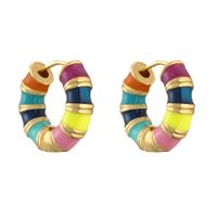 Retro Classic Style Color Block Copper Enamel Hoop Earrings 1 Pair sku image 1