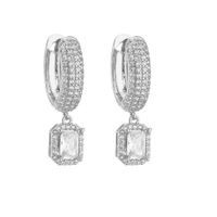 1 Pair Elegant Shiny Square Plating Inlay Copper Artificial Diamond 18k Gold Plated Drop Earrings sku image 1