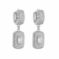 1 Pair Elegant Shiny Square Plating Inlay Copper Artificial Diamond 18k Gold Plated Drop Earrings sku image 5