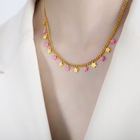 Élégant Vêtement De Rue Géométrique Star Lune Acier Au Titane Émail Placage Plaqué Or 18k Bracelets Collier sku image 10