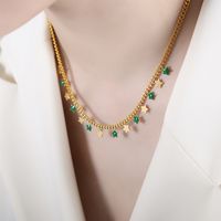 Elegant Streetwear Geometric Star Moon Titanium Steel Enamel Plating 18k Gold Plated Bracelets Necklace sku image 11