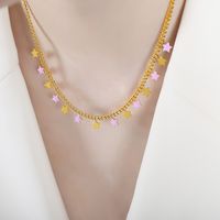 Elegant Streetwear Geometric Star Moon Titanium Steel Enamel Plating 18k Gold Plated Bracelets Necklace sku image 12