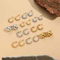 1 Pair Simple Style Classic Style C Shape Plating 304 Stainless Steel Copper Ear Studs main image 7