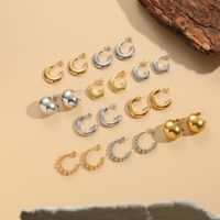 1 Pair Simple Style Classic Style C Shape Plating 304 Stainless Steel Copper Ear Studs main image 5