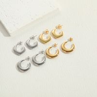 1 Pair Simple Style Classic Style C Shape Plating 304 Stainless Steel Copper Ear Studs main image 3