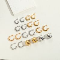1 Pair Simple Style Classic Style C Shape Plating 304 Stainless Steel Copper Ear Studs main image 2