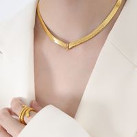 Hip-hop Retro Luxurious Solid Color Titanium Steel Plating Inlay Zircon 18k Gold Plated Necklace main image 2
