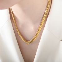 Hip-hop Retro Luxurious Solid Color Titanium Steel Plating Inlay Zircon 18k Gold Plated Necklace main image 4