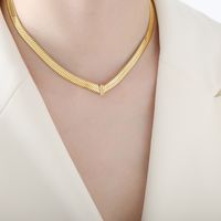Hip-hop Retro Luxurious Solid Color Titanium Steel Plating Inlay Zircon 18k Gold Plated Necklace main image 5
