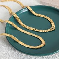 Hip-hop Retro Luxurious Solid Color Titanium Steel Plating Inlay Zircon 18k Gold Plated Necklace main image 1