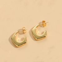 1 Pair Simple Style Classic Style C Shape Plating 304 Stainless Steel Copper Ear Studs sku image 2