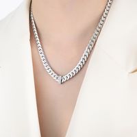 Hip-hop Retro Luxurious Solid Color Titanium Steel Plating Inlay Zircon 18k Gold Plated Necklace sku image 1