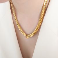 Hip-hop Retro Luxurious Solid Color Titanium Steel Plating Inlay Zircon 18k Gold Plated Necklace sku image 4