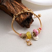Fairy Style Artistic Bear Cattle Stainless Steel Charm Alloy 14k Gold Plated Bracelets sku image 4