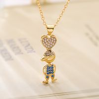 Simple Style Commute Human Heart Shape Copper Plating Inlay Zircon 18k Gold Plated Pendant Necklace main image 4