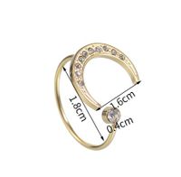 304 Stainless Steel 18K Gold Plated Casual Simple Style Asymmetrical Plating Inlay Moon Rhinestones Glass Open Rings main image 2