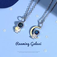 Streetwear Astronaut Copper Plating Inlay Glass Pendant Necklace main image 1