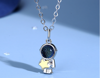 Streetwear Astronaut Copper Plating Inlay Glass Pendant Necklace sku image 1