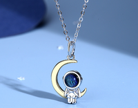 Streetwear Astronaut Copper Plating Inlay Glass Pendant Necklace sku image 1