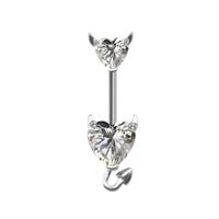 Elegant Vintage Style Classic Style Heart Shape Stainless Steel Titanium Steel Beaded Plating Inlay Rhinestones Zircon White Gold Plated Gold Plated Belly Ring sku image 3