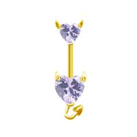 Elegant Vintage Style Classic Style Heart Shape Stainless Steel Titanium Steel Beaded Plating Inlay Rhinestones Zircon White Gold Plated Gold Plated Belly Ring main image 7
