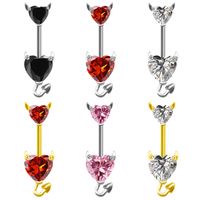 Elegant Vintage Style Classic Style Heart Shape Stainless Steel Titanium Steel Beaded Plating Inlay Rhinestones Zircon White Gold Plated Gold Plated Belly Ring main image 1