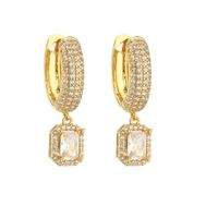 1 Pair Elegant Shiny Square Plating Inlay Copper Artificial Diamond 18k Gold Plated Drop Earrings main image 2