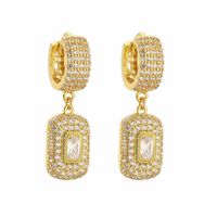 1 Pair Elegant Shiny Square Plating Inlay Copper Artificial Diamond 18k Gold Plated Drop Earrings sku image 6
