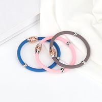 Lady Simple Style Solid Color Silica Gel Titanium Steel Wristband main image 3