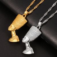 Wholesale Jewelry Vintage Style Portrait Solid Color Alloy Iron Plating Pendant Necklace main image 5