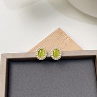 1 Pair Japanese Style Square Water Droplets Flower Inlay Imitation Pearl Alloy Rhinestones Earrings sku image 1