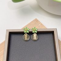 1 Pair Japanese Style Square Water Droplets Flower Inlay Imitation Pearl Alloy Rhinestones Earrings sku image 9