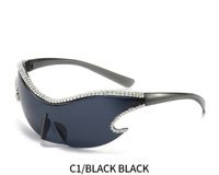 Original Design Solid Color Pc Special-shaped Mirror Diamond Frameless Men's Sunglasses sku image 1