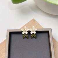 1 Pair Japanese Style Square Water Droplets Flower Inlay Imitation Pearl Alloy Rhinestones Earrings sku image 6