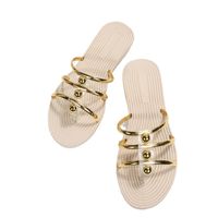 Women's Casual Vacation Stripe Round Toe Flat Slippers main image 5
