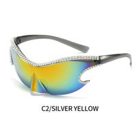 Original Design Solid Color Pc Special-shaped Mirror Diamond Frameless Men's Sunglasses sku image 2