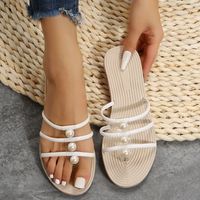 Women's Casual Vacation Stripe Round Toe Flat Slippers main image 3